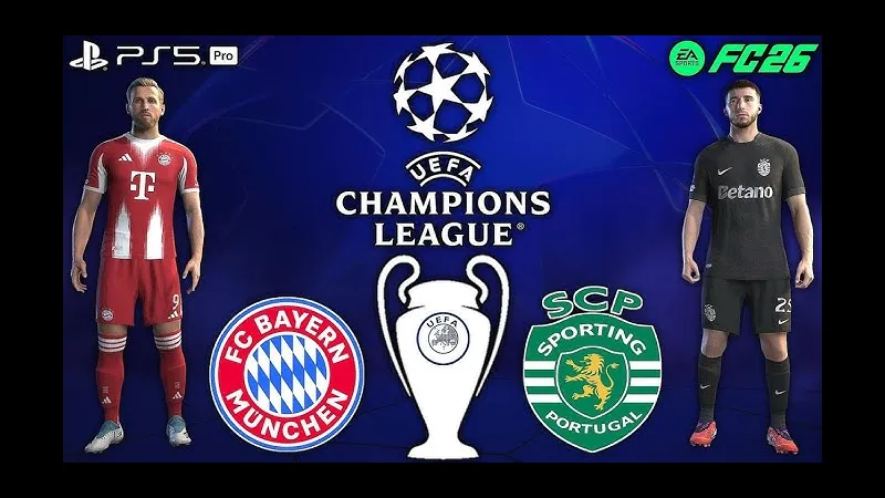 Cầu thủ của Bayern Munich vượt qua cầu thủ của Sporting CP trong trận đấu bóng đá